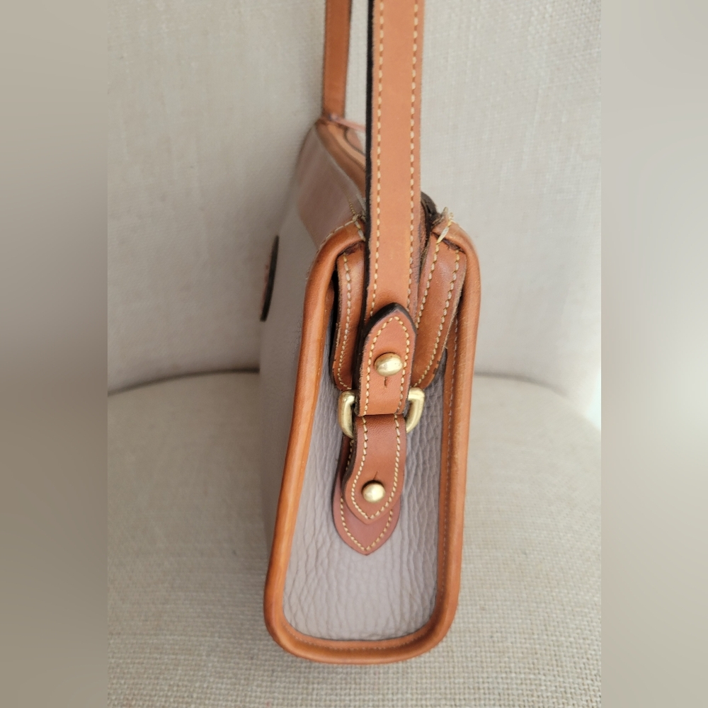 Dooney & Bourke All-Weather Leather Shoulder Bag in cream and tan pebble leather - Picture 3 of 11